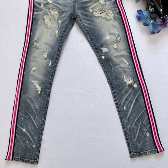 Preme NWOT Distressed Medium Wash Skinny Jeans Men 32 - Picture 4 of 9